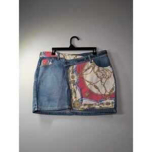 Vintage Desigual Y2K Patchwork Denim Mini Boho Skirt‎ Size 34